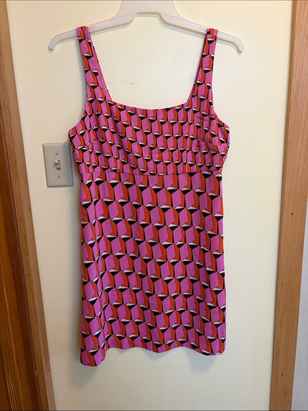 Diane Von Furstenberg Pink and Red Geometric Tank Dress